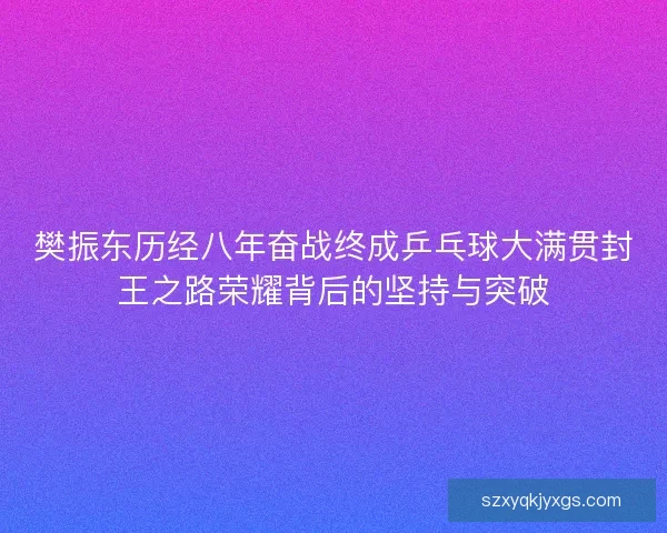 樊振东历经八年奋战终成乒乓球大满贯封王之路荣耀背后的坚持与突破 樊振东历经八年奋战终成乒乓球大满贯封王之路荣耀背后的坚持与突破