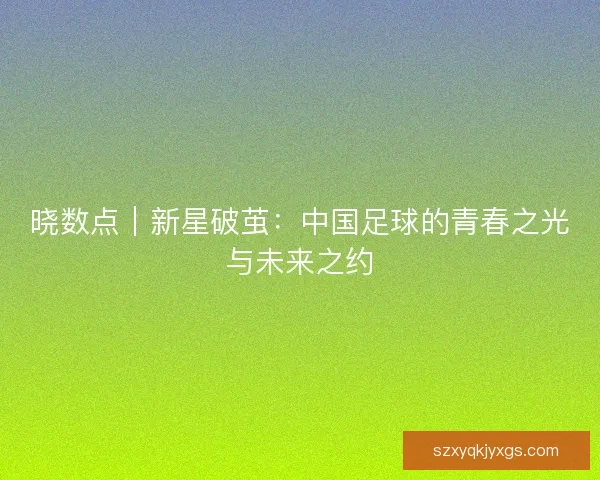 晓数点｜新星破茧：中国足球的青春之光与未来之约