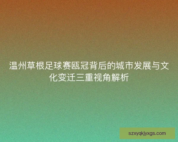 温州草根足球赛瓯冠背后的城市发展与文化变迁三重视角解析